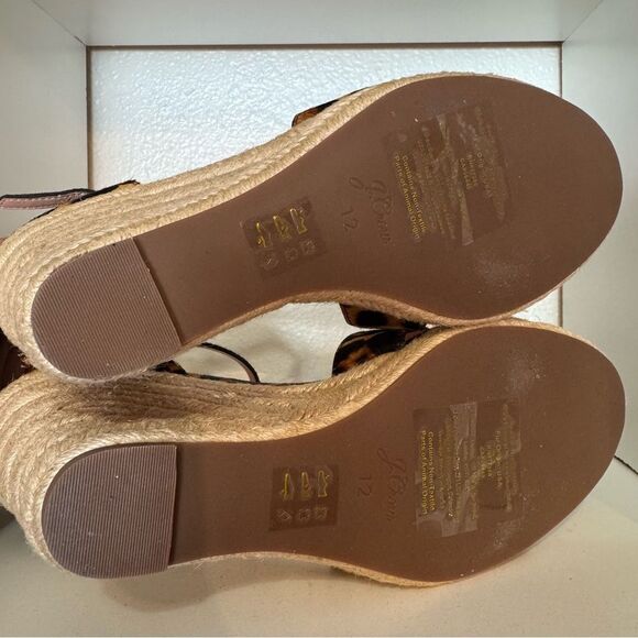 J.Crew Leopard Print Espadrille Wedge Sandals Size 12 Animal Print Chic Resort - Picture 11 of 14